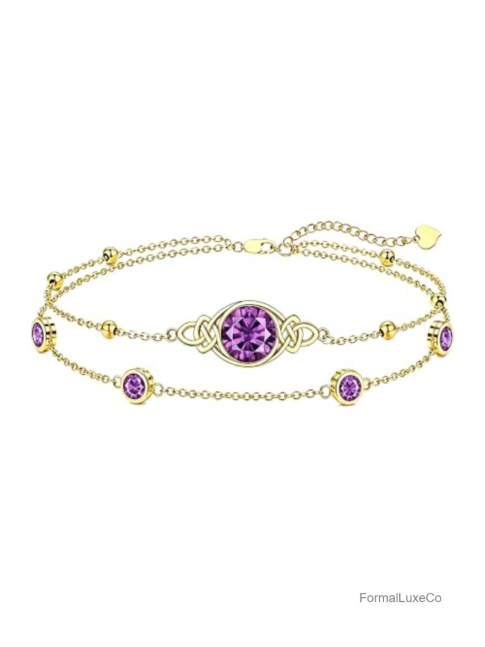 Celtic Knot Infinity Birthstone Bracelet 18k Gold Layered Anklet
